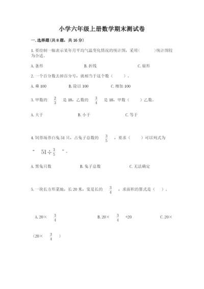 小学六年级上册数学期末测试卷带答案（名师推荐）.docx