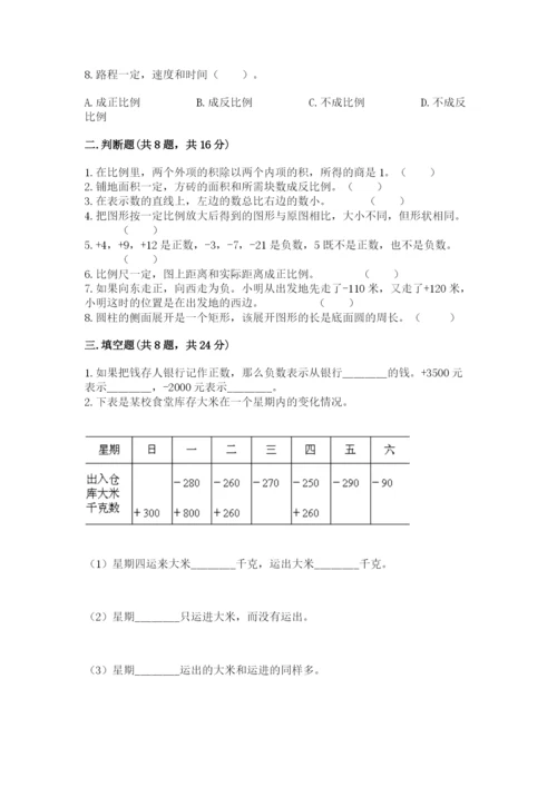 冀教版小学六年级下册数学期末检测试题（典型题）.docx