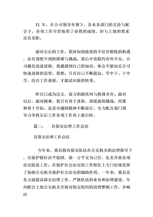保安监管工作总结