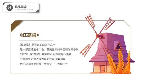 莫言名著小说作家名人介绍通用PPT模板