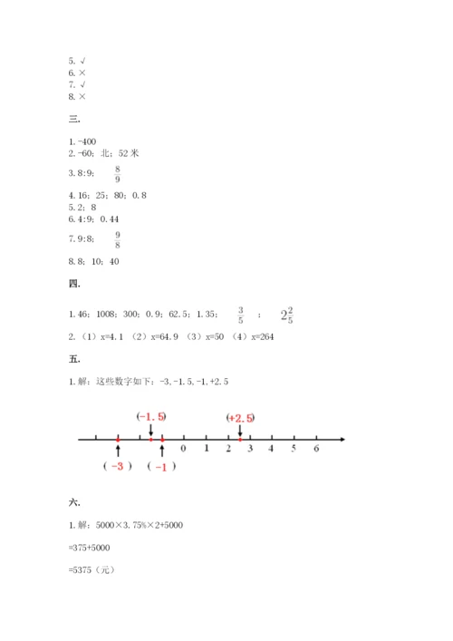 人教版数学小升初模拟试卷含完整答案【考点梳理】.docx