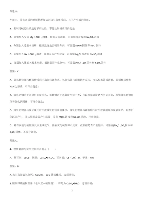 人教版2023初中化学九年级化学下册第十一单元盐化肥重点知识点大全.docx