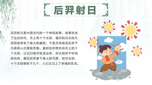 绿色中国风水墨幼儿寓言故事课件班会带内容PPT模板