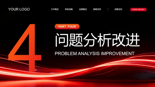 红色简约风商务汇报PPT模板