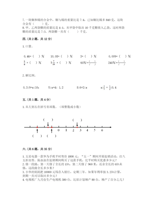人教版数学六年级下册试题期末模拟检测卷附参考答案（轻巧夺冠）.docx