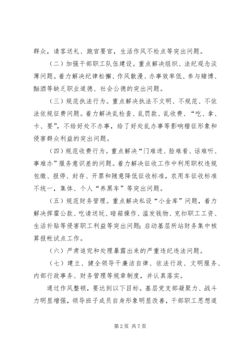 交通稽征分局基层所站作风整顿实施方案.docx