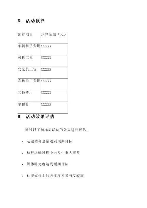 跨区秸秆运输活动策划案