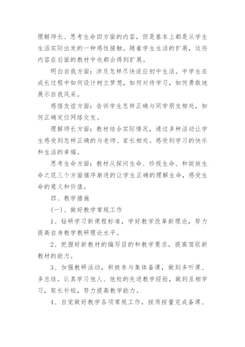 人教版七年级下册道德与法治教学计划.docx