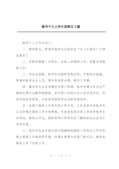 秘书个人工作计划例文5篇.docx