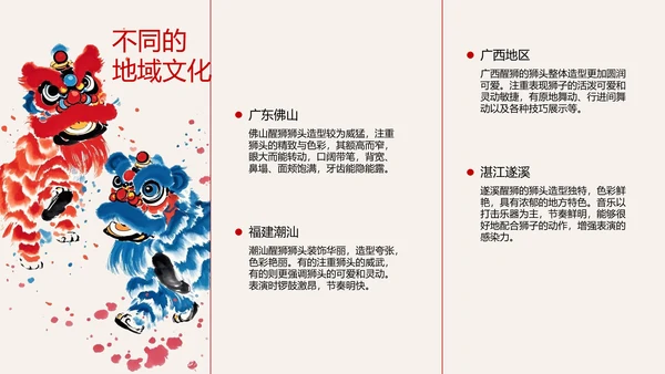 红色水墨风中国传统文化醒狮PPT模板