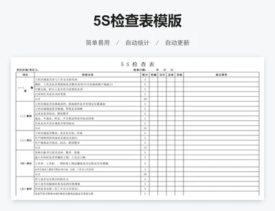 5S检查表模版