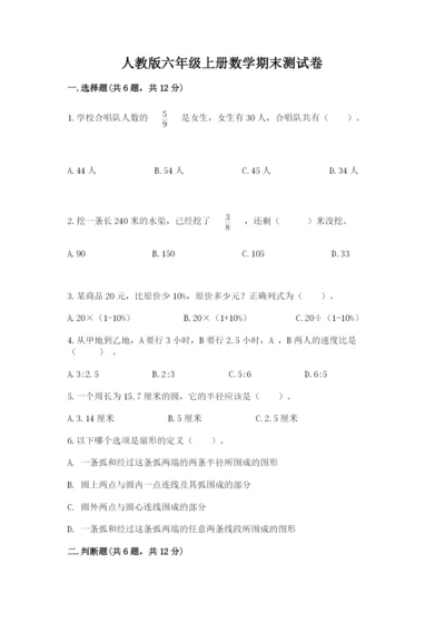 人教版六年级上册数学期末测试卷含答案解析.docx