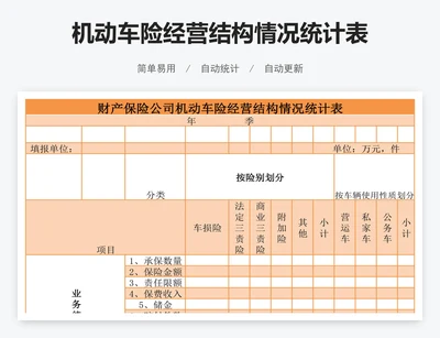 机动车险经营结构情况统计表