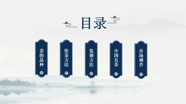 蓝色国风茶文化课件汇报PPT模板