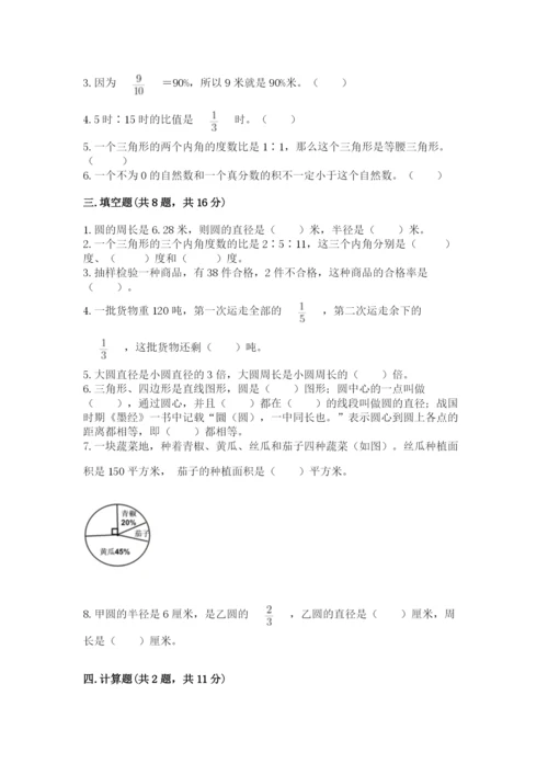 小学数学六年级上册期末测试卷（名校卷）word版.docx