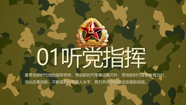 迷彩风部队军事工作总结汇报动态PPT