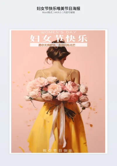 妇女节快乐唯美节日海报