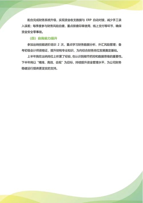 出纳年中工作总结(年度年终通用)