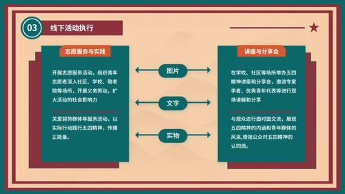 红绿色复古风五四精神宣传活动PPT模板