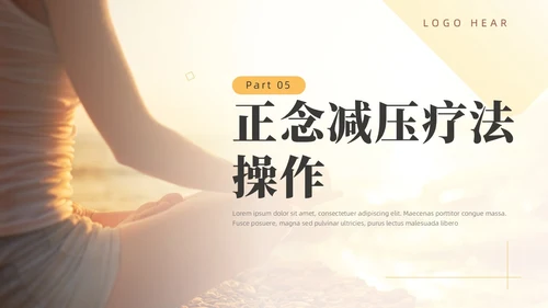 橙色简约风商务正念减压疗法培训PPT模板