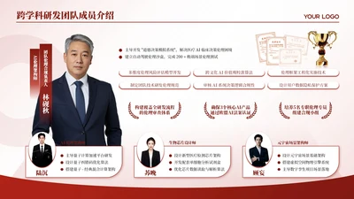 红色商务风4项团队成员介绍PPT单页