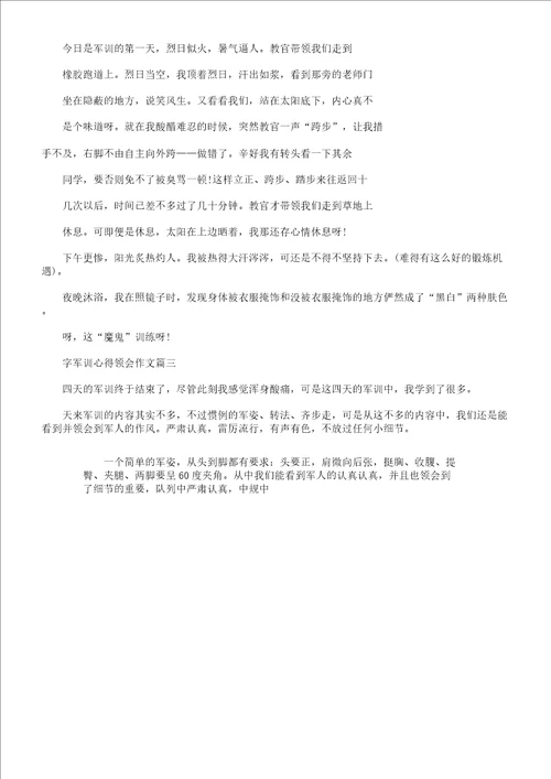 300字军训心得体会作文