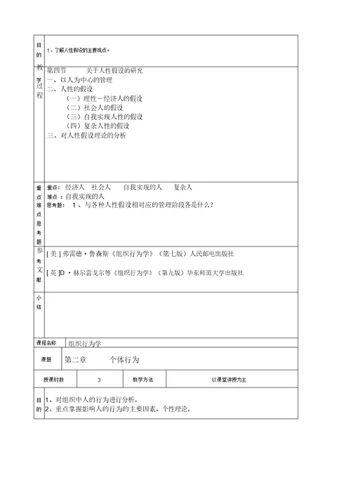 《组织行为学》原始教案