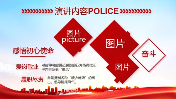 红色大气公安警察职责任务汇报动态PPT模板