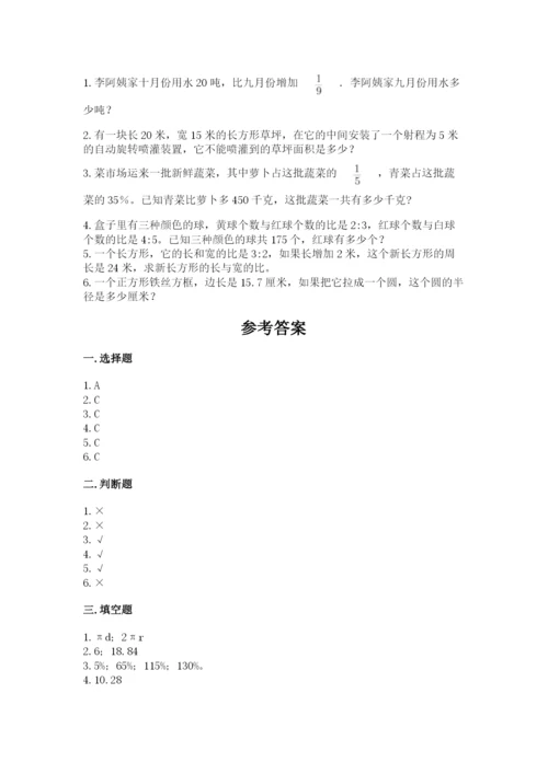 小学数学六年级上册期末卷附完整答案【各地真题】.docx