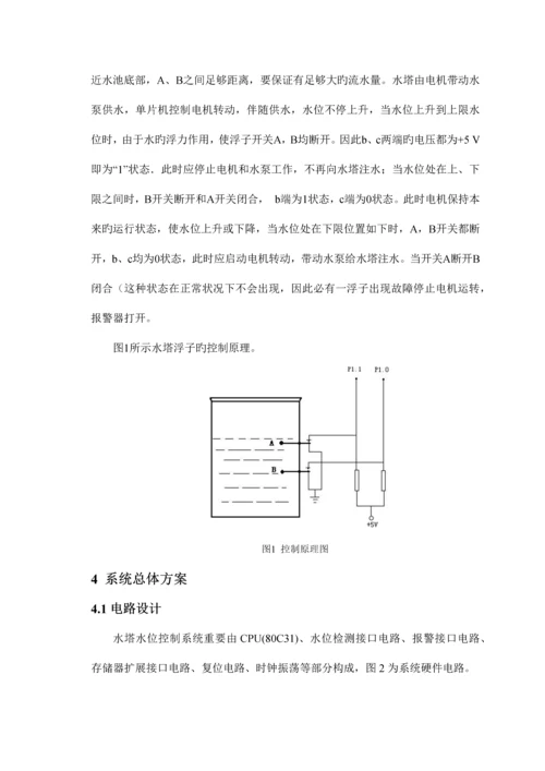 单片机课程设计水位控制系统.docx