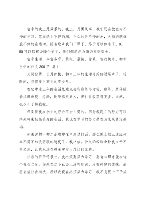 初中生活的作文300字合集六篇