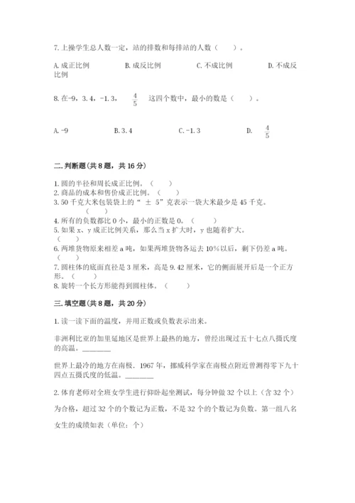 冀教版六年级下册数学 期末检测卷附答案（典型题）.docx