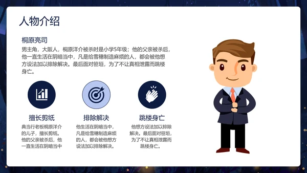 卡通深黑色白夜行文学小说读书分享会PPT模板