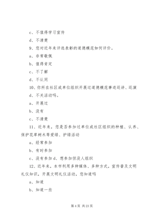 全国文明单位测评调查问卷 (3).docx
