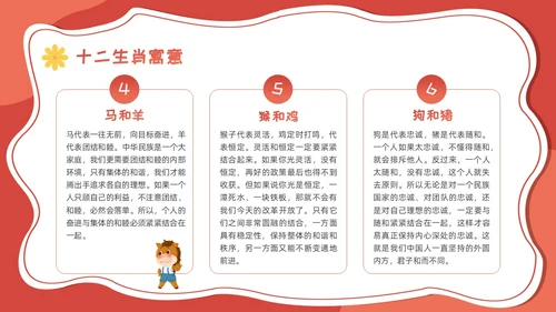 红色卡通可爱十二生肖课件PPT中国传统文化