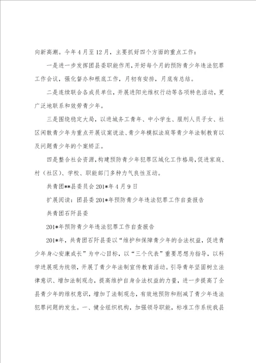 团县委预防青少年违法犯罪工作情况汇报