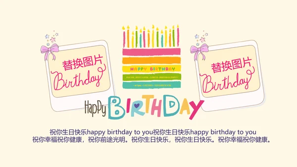 橙色生日快乐电子相册动态PPT模板