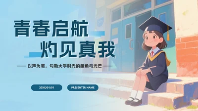 蓝色卡通小清新大学生自我介绍PPT模板
