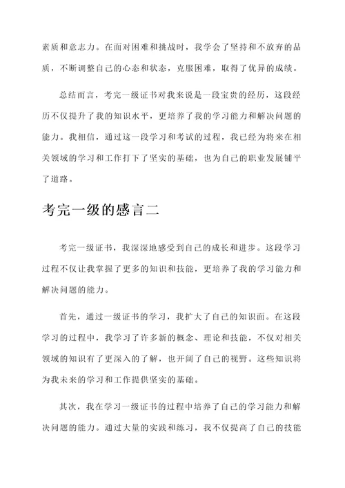 考完一级的感言