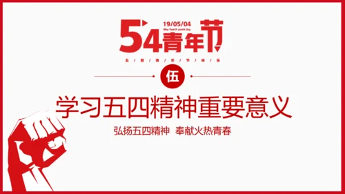 青年节为梦想努力奋斗五四精神拳头力量通用PPT模板