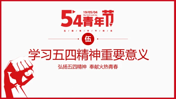 青年节为梦想努力奋斗五四精神拳头力量通用PPT模板