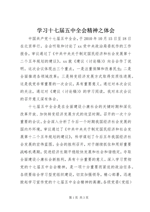 学习十七届五中全会精神之体会.docx