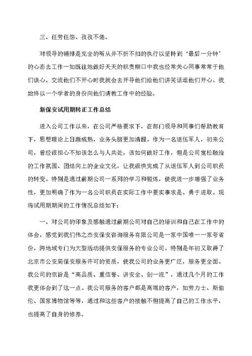 保安转正工作个人总结