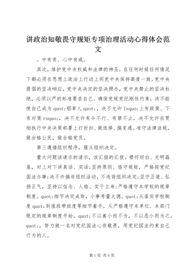 讲政治知敬畏守规矩专项治理活动心得体会范文.docx