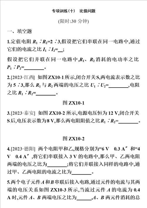 最新版专项训练10比值问题