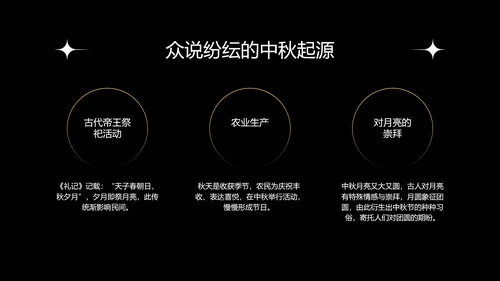 金色简约中秋节鎏金月影PPT模板