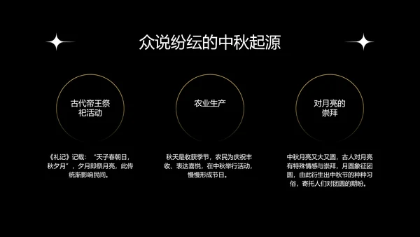 金色简约中秋节鎏金月影PPT模板