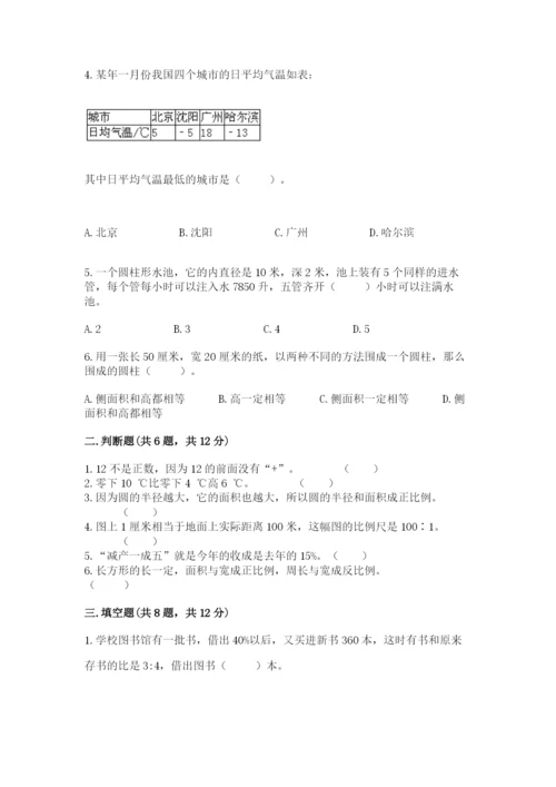 萝北县六年级下册数学期末测试卷（实用）.docx