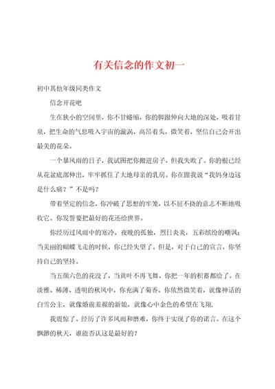 有关信念的作文初一