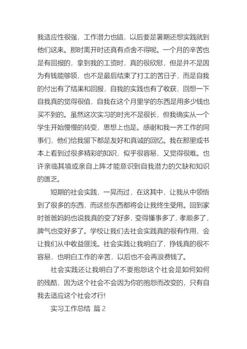 热门实习工作总结模板集锦八篇